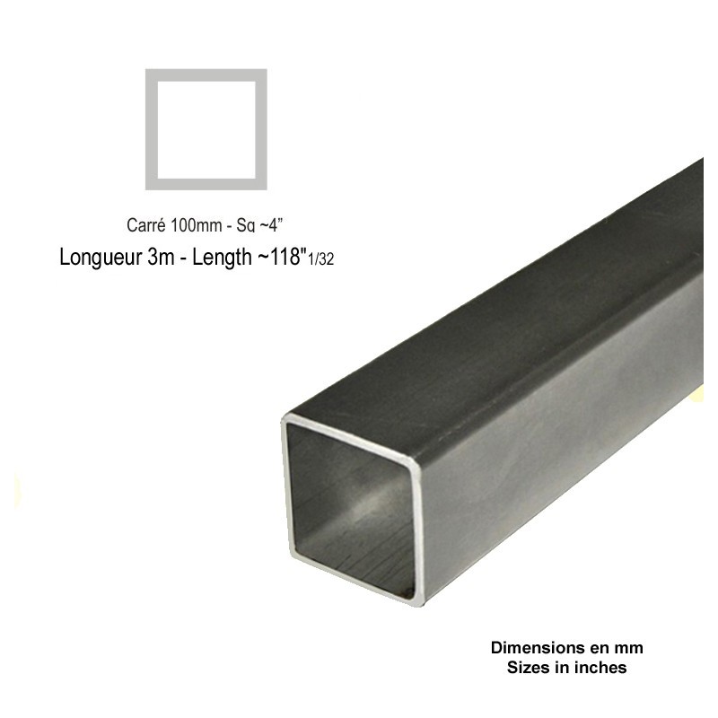 Barre de fer tube profilé carré 30x30x2mm au détail/sur mesure.