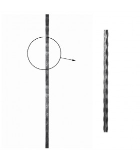 Barre profilée carrée 14x14mm longueur 3m martelée 4 faces acier brut