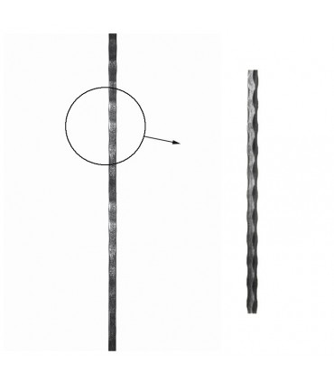 Barre profilée carrée 14x14mm longueur 3m martelée 4 faces acier brut