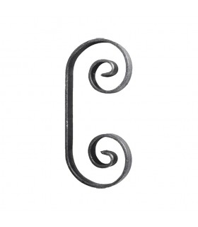 Volute en C 180x80mm en plat de 16x4mm acier forgé avec extrémités lisses