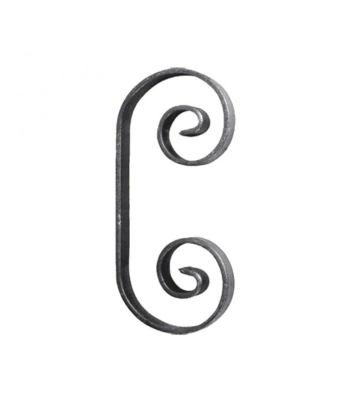 Volute en C 180x80mm en plat de 16x4mm acier forgé avec extrémités lisses