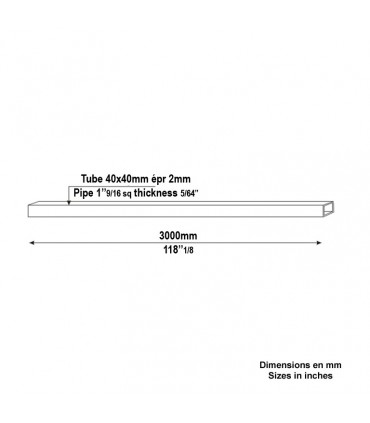 Tube de pergola 40x40x2mm longueur 3m en acier galvanisé zinzimir