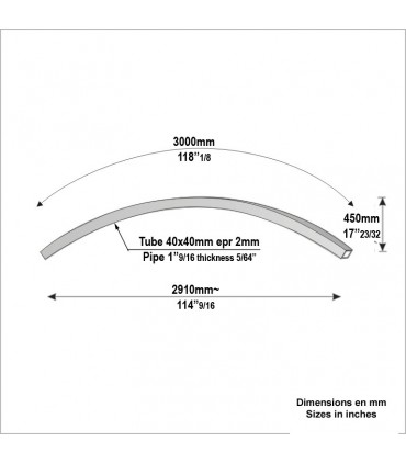 Cintre de pergola mistral ou alizée en tube de 40x40mm longueur 3m