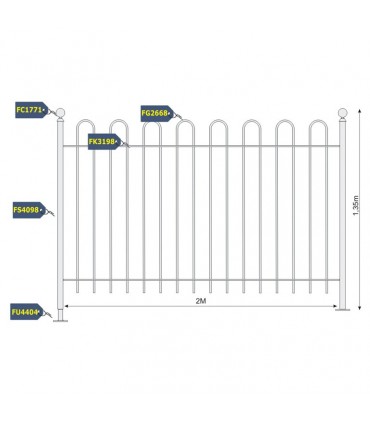 Barrière de piscine avec balustres arrondis en kit à souder soi-même