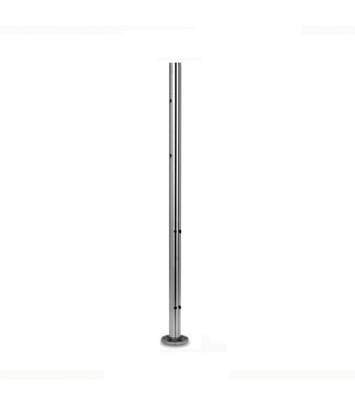 Poteau Ø42,4mm d'angle taraudé M6+M8 montage câble et verre INOX316