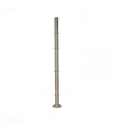 Poteau intermédiaire percé pour montage cable traversant ø4mm et verre. INOX 316