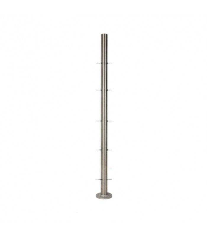 Poteau Ø42,4mm intermédiaire pour montage traversant câble ø4 ou 6mm INOX 316