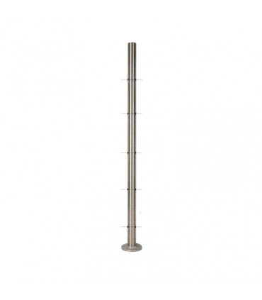 Poteau intermédiaire percé pour montage traversant câble ø6mm INOX 316