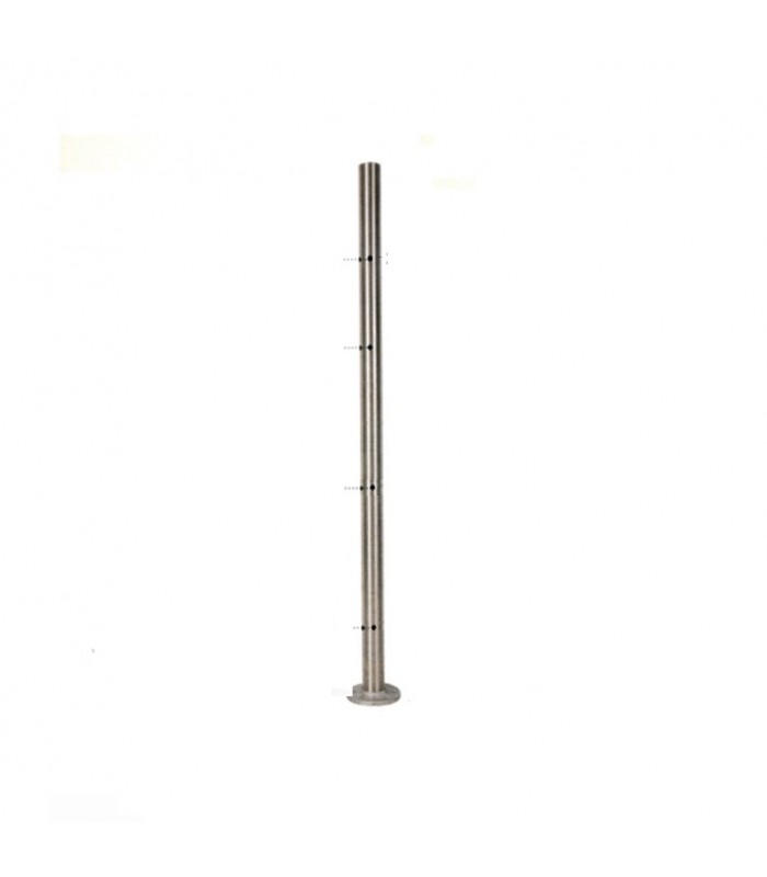 Poteau Ø42,4mm d'angle taraudé pour montage cable traversant et verre INOX 316