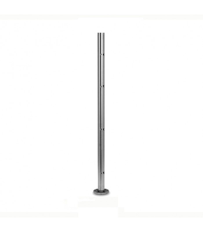 Poteau Ø42,4mm de départ gauche taraudé M6+M8 montage câble et verre INOX316