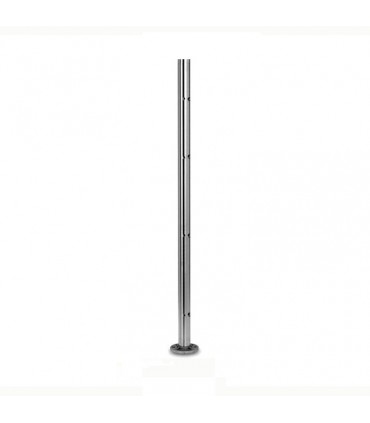 Poteau départ gauche taraudé M6+M8 montage câble et verre INOX316