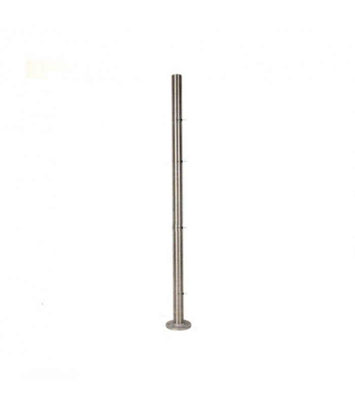 Poteau Ø42,4mm de départ taraudé pour montage cable traversant et verre INOX 316
