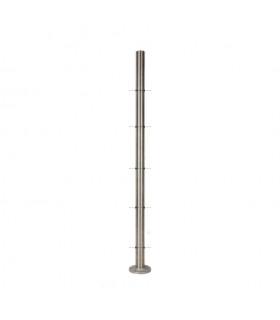 Poteau intermédiaire percé pour montage traversant câble ø4mm INOX 316