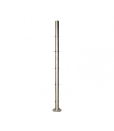 Poteau intermédiaire percé pour montage traversant câble ø4mm INOX 316
