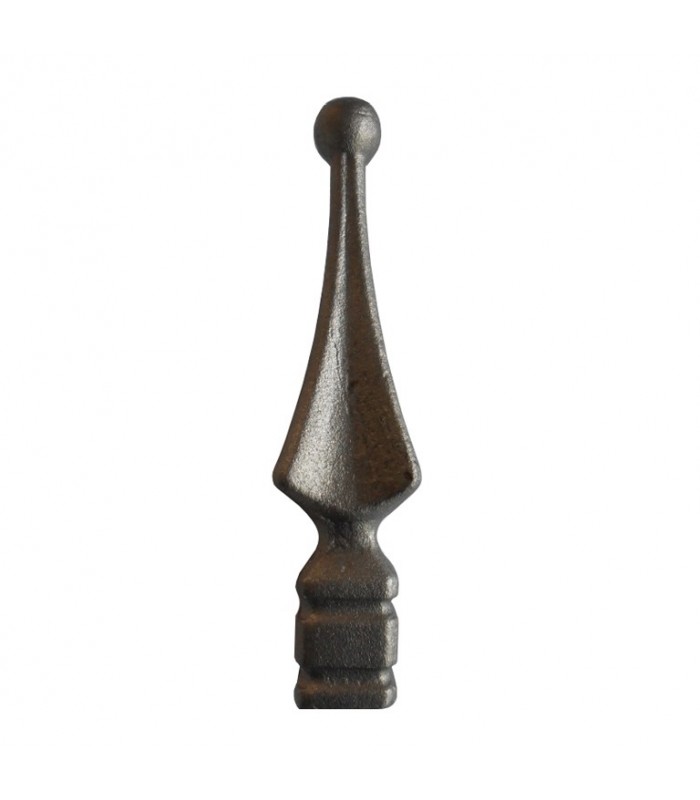 Pointe de lance 125mm carré de 24x24mm en acier forgé à boule base carrée