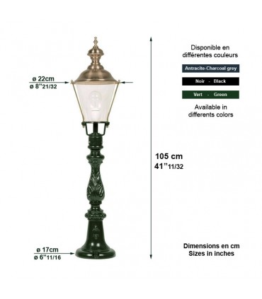 Lampadaire MEDEMBLIK sur potelet 105cm.