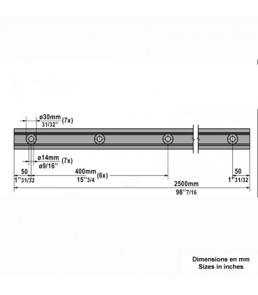 Profil aluminium anodisé pour garde-corps en verre avec fixation au sol