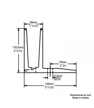 Profil en U aluminium pour garde corps en verre fixation au sol décalée