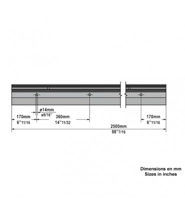 Profil en U aluminium pour garde corps en verre fixation au sol décalée