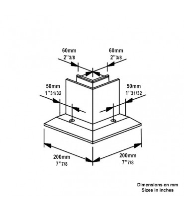 Angle intérieur pour profil IN29321 fixation au sol décalée