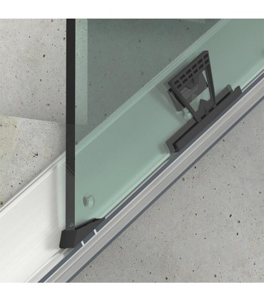 Bloques verre de maintien dans un profil aluminium d'escalier