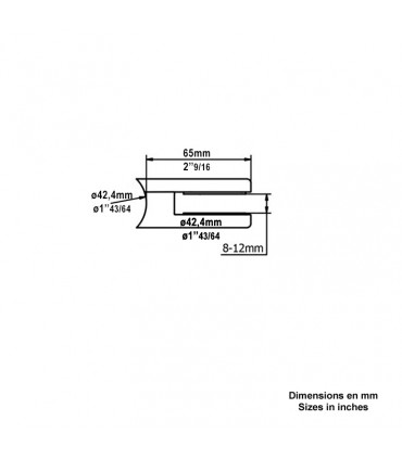 Pince à verre ronde 65x45mm en inox Ø42,4mm avec système multi-verres