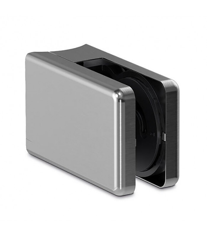 Pince à verre carrée 65x45mm en inox Ø42,4mm avec système multi-verres