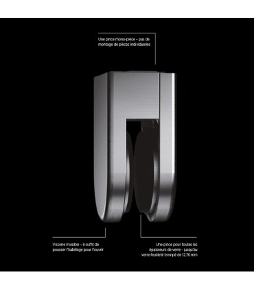 Pince à verre carrée 65x45mm en inox Ø42,4mm avec système multi-verres