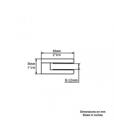 Pince à verre carrée 65x45mm en inox pour plat avec système multi-verres