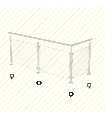 Poteau 40x40mm intermédiaire taraudé pour montage de verres INOX316