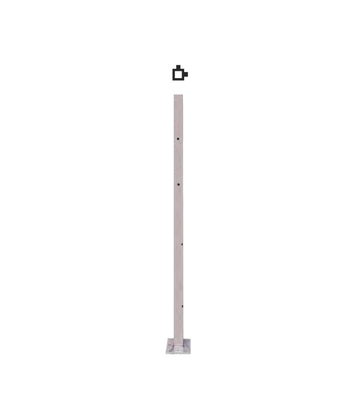 Poteau 40x40mm de départ gauche taraudé M6+M8 montage câble et verre INOX316