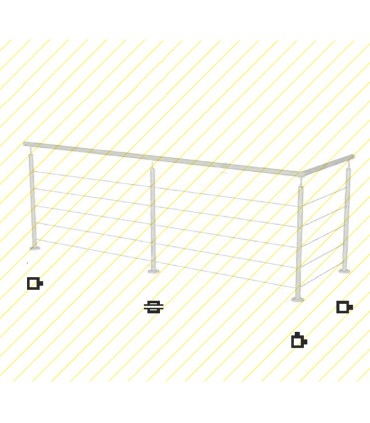 Poteau 40x40mm intermédiaire rampant d'escalier percé pour montage cable