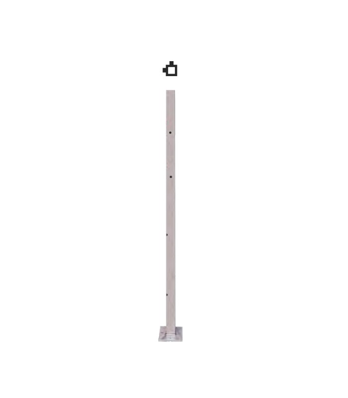 Poteau 40x40mm de départ droit taraudé M6+M8 montage câble et verre INOX316