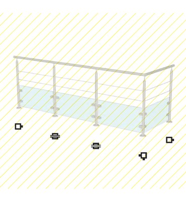 Poteau Ø42,4mm de départ taraudé pour montage cable traversant et verre INOX 316