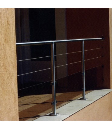 Poteau de départ taraudé pour montage cable traversant et verre INOX 316