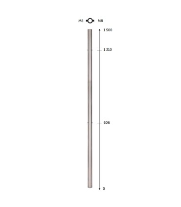 Poteau Ø42,4mm intermédiaire fixation à l'anglaise pour montage de verres INOX316