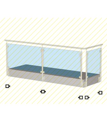 Poteau 40x40mm intermédiaire fixation à l'anglaise pour montage de verres INOX316