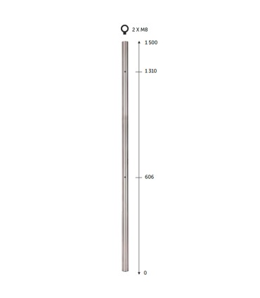 Poteau Ø42,4mm de départ gauche pose à l'anglaise pour montage de verres et câbles INOX 3166