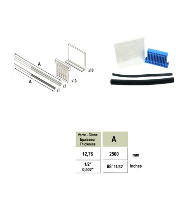 Jeu de pièces pour verre de 66-2 fixation rail à l'anglaise ou au sol