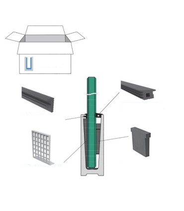 Jeu de pièces pour verre de 88-2 fixation rail à l'anglaise ou au sol