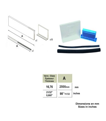 Jeu de pièces pour verre de 88-2 fixation rail à l'anglaise ou au sol