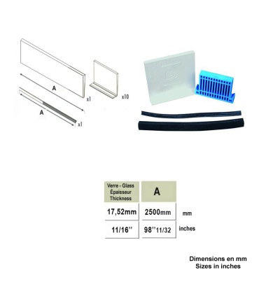 Jeu de pièces pour verre de 88-4 fixation rail à l'anglaise ou au sol