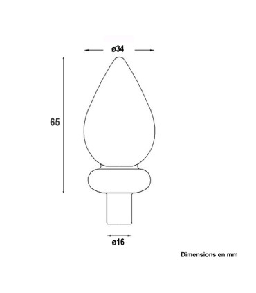 Pointes de lances 65mm embouts de 16mm en aluminium pour hauts de portails