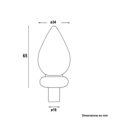 Pointes de lances 65mm embouts de 16mm en acier pour clôtures