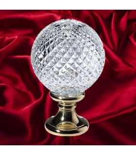 Boule départ d'escalier 100mm embase D58mm pommeau cristal hauteur 145mm
