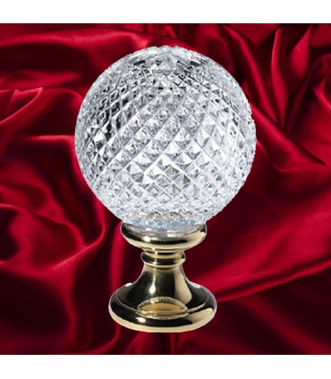 Boule départ d'escalier 100mm embase D58mm pommeau cristal hauteur 145mm