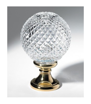 Boule départ d'escalier 100mm embase D58mm pommeau cristal hauteur 145mm