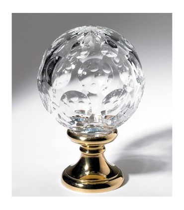 Boule départ d'escalier 100mm embase D58mm pommeau cristal hauteur 145mm