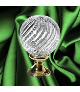 Boule départ d'escalier 145mm embase ø58mm pommeau cristal et bronze hauteur 145mm