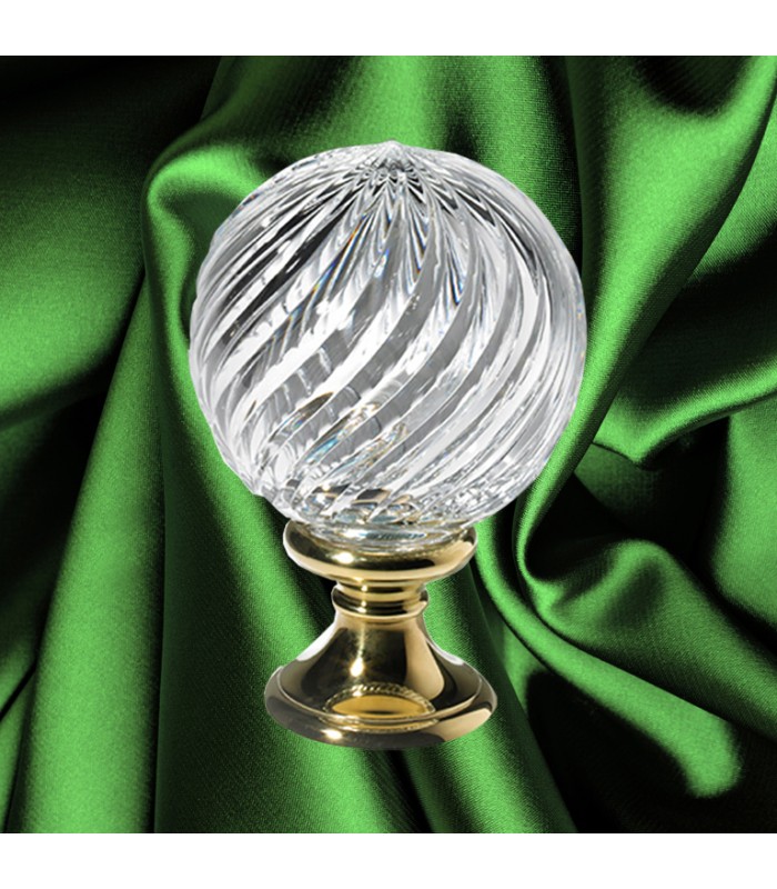Boule départ d'escalier 145mm embase ø58mm pommeau cristal et bronze hauteur 145mm